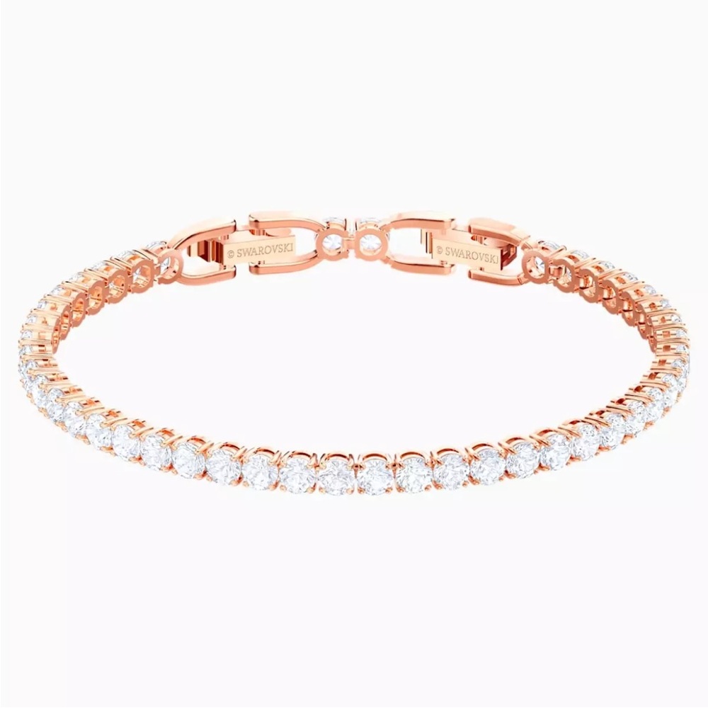 NWT Swarovski Tennis Deluxe Bracelet, Round Cut, Rose Gold Toned Plated